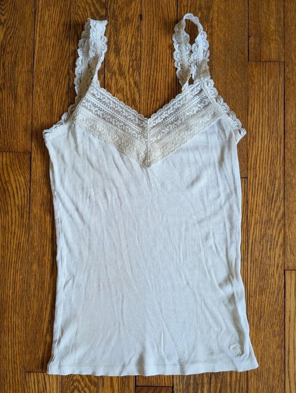 Vintage Abercrombie & Fitch Cami Top Bella Swan Lace Trim Y2K Coquette